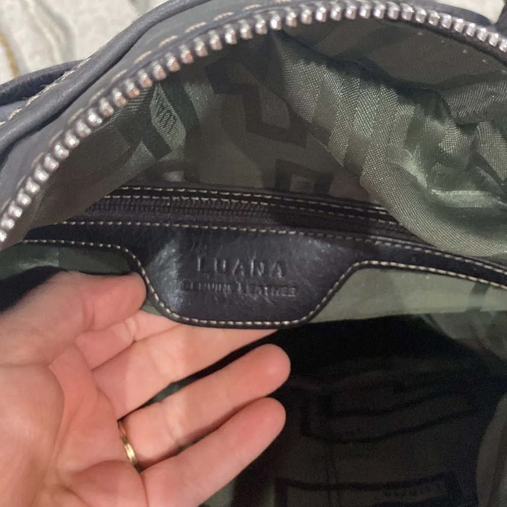 💕 Luana Italian leather large black top handle satchel bag 💕